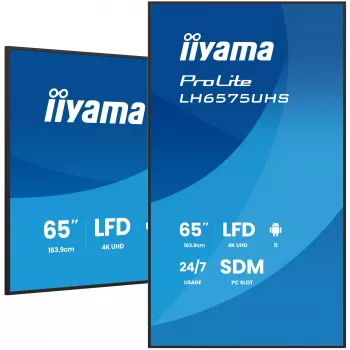 iiyama LH6575UHS-B2AG Οθόνη ψηφιακής σήμανσης Digital Signage 163,8 cm (64,5 ίντσες) LCD Wi-Fi 500 cd/m² 4K Ultra HD μαύρη ενσωματωμένος επεξεργαστής Android 11 24/7