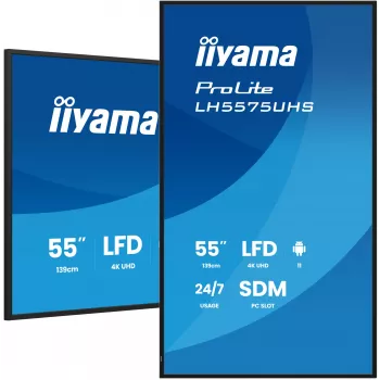 iiyama LH5575UHS-B2AG Οθόνη ψηφιακής σήμανσης Digital Signage 138,7 cm (54,6 ίντσες) LCD Wi-Fi 500 cd/m² 4K Ultra HD μαύρη ενσωματωμένος επεξεργαστής Android 11 24/7