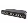 DIGITUS CAT6A Patchpanel, θωρακισμένο, 12-Port πεδίο σήμανσης, 1U, τοποθέτηση σε Rack 10 ιντσών, μαύρο RAL 9005