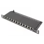 DIGITUS CAT6A Patchpanel, θωρακισμένο, 12-Port, 1/2U, τοποθέτηση σε Rack 10 ιντσών, μαύρο RAL 9005