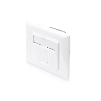 DIGITUS CAT6A Κλάση EA Πρίζα δικτύου, θωρακισμένη 1x RJ45, LSA, λευκό, χωνευτή, 8 κατευθύνσεις