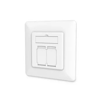 DIGITUS CAT6A Κλάση EA Πρίζα δικτύου, θωρακισμένη 2x RJ45, LSA, λευκό, χωνευτή, 8 κατευθύνσεις