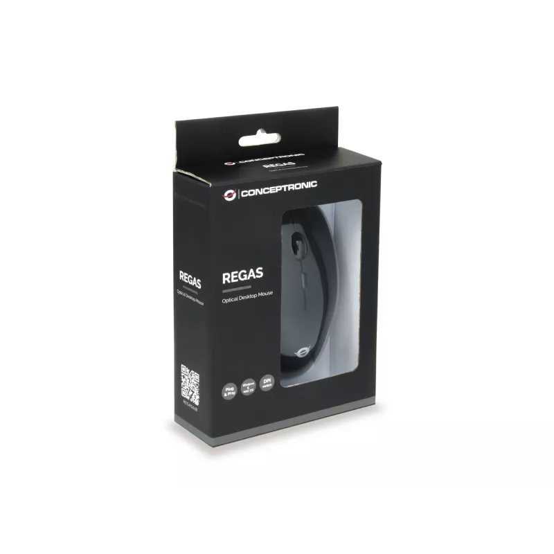 Conceptronic REGAS01B Ποντίκι Γραφείου Αμφίχειρο USB Type-A Οπτικό 1200 DPI
