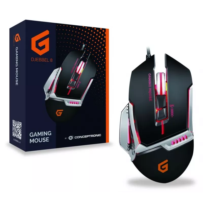 Conceptronic DJEBBEL 8, Gaming USB Ποντίκι, 8 προγραμματιζόμενα κουμπιά, 4000 DPI