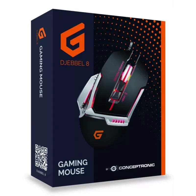 Conceptronic DJEBBEL 8, Gaming USB Ποντίκι, 8 προγραμματιζόμενα κουμπιά, 4000 DPI