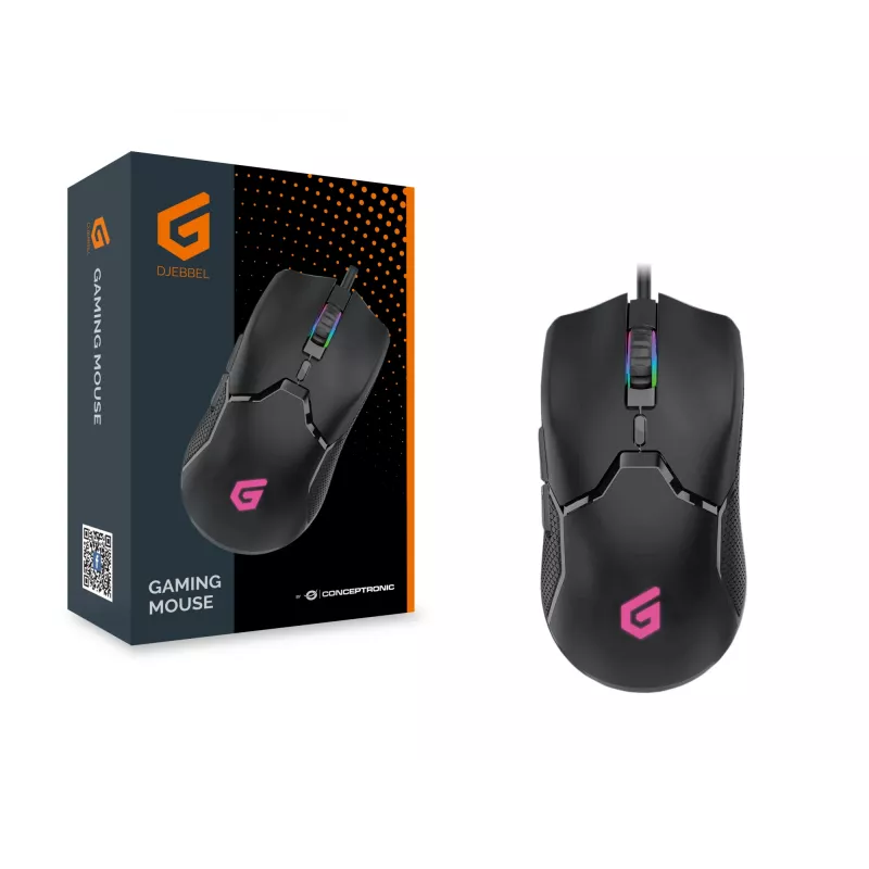 Conceptronic DJEBBEL 6D Gaming Ποντίκι, 7200 DPI, Δεξίχειρο, Οπτικό, USB Type-A, 7200 DPI, Μαύρο