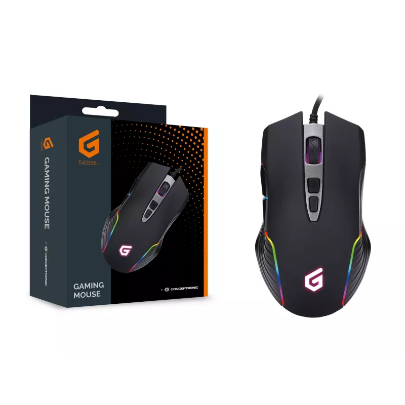 Conceptronic 7D Gaming USB Ποντίκι, 7200 DPI, Δεξίχειρο, Οπτικό, USB Type-A, 7200 DPI, Μαύρο
