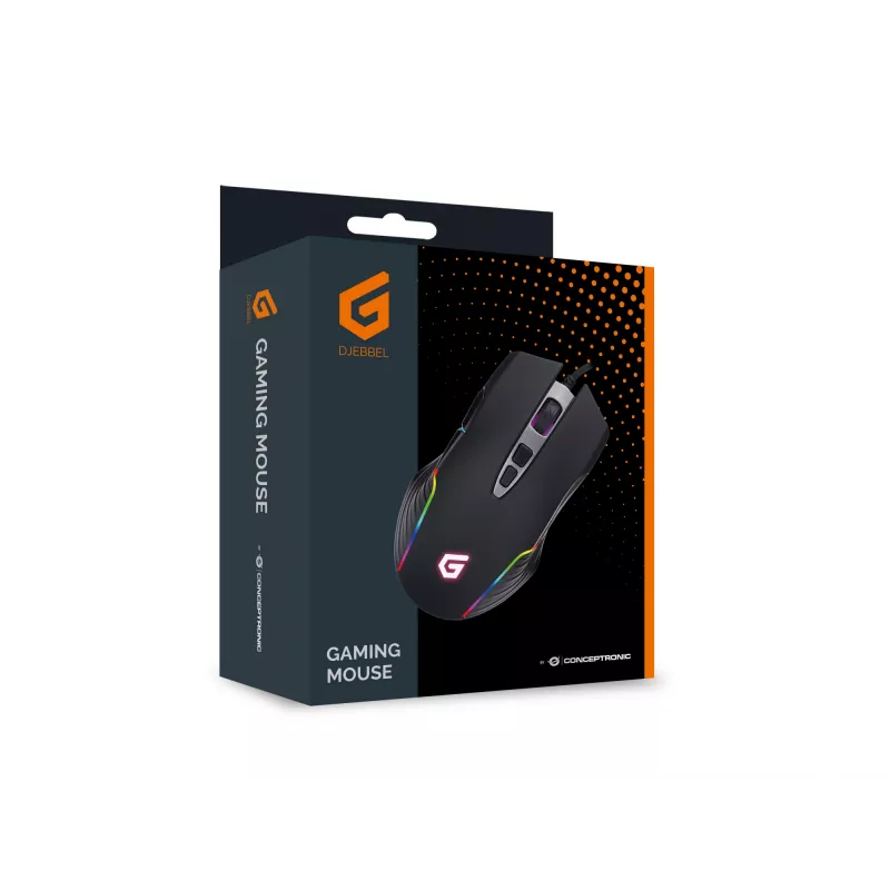 Conceptronic 7D Gaming USB Ποντίκι, 7200 DPI, Δεξίχειρο, Οπτικό, USB Type-A, 7200 DPI, Μαύρο
