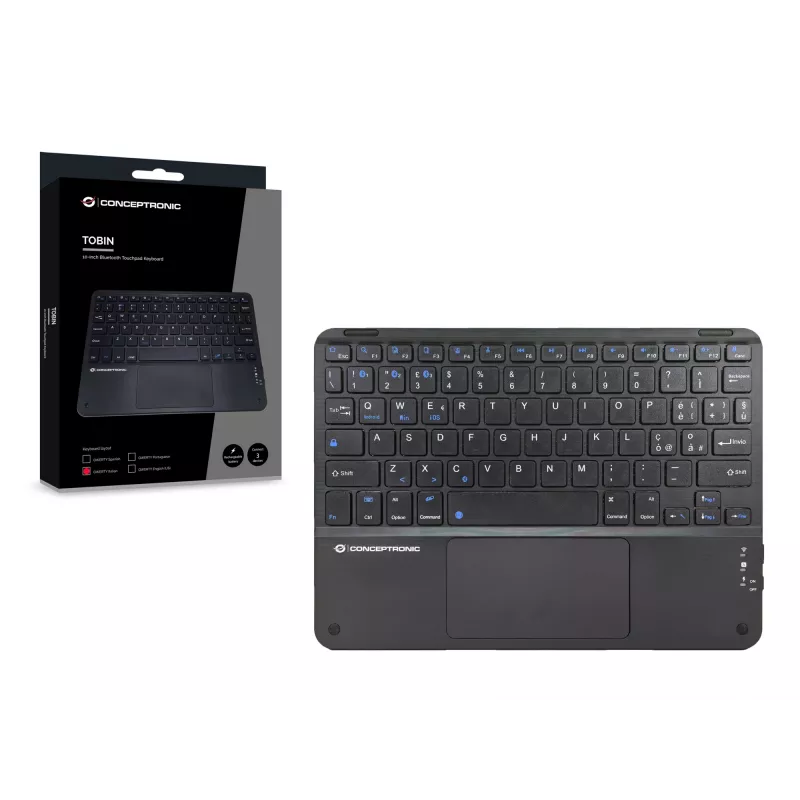 Conceptronic TOBIN01BIT Πληκτρολόγιο Bluetooth με Touchpad 10 ιντσών, QWERTY Ιταλικό