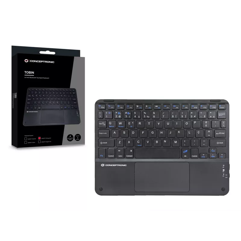 Conceptronic TOBIN01BPT Πληκτρολόγιο Bluetooth με Touchpad 10 ιντσών, QWERTY Πορτογαλικό