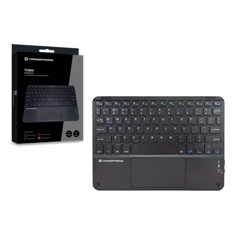 Conceptronic TOBIN01BUS Πληκτρολόγιο Bluetooth με Touchpad 10 ιντσών, QWERTZ EN (US)