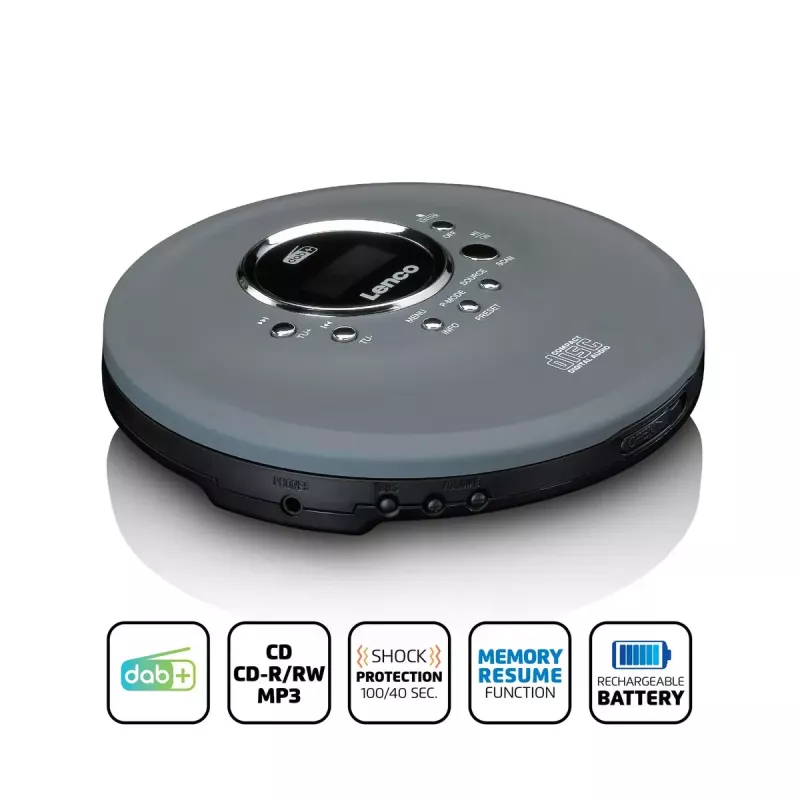 Προσωπικό CD player Lenco CD-400GY Ανθρακί Υποστήριξη MP3 Αντοχή στους κραδασμούς 40s