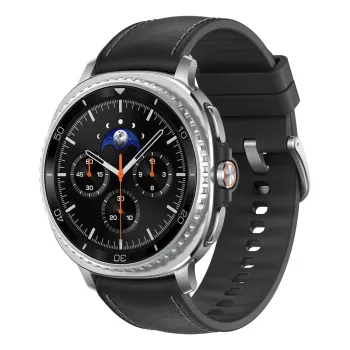 Samsung Galaxy Watch8 Classic 46mm Μαύρο Bluetooth/WLAN Υβριδικό οικολογικό δερμάτινο λουράκι S/M/L (SM-L500NZKADBT)
