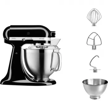 KitchenAid Επεξεργαστής τροφίμων Artisan 5KSM185PS — Μπολ από ανοξείδωτο χάλυβα 4,8 L, 300 W, 10 ταχύτητες, Μαύρο