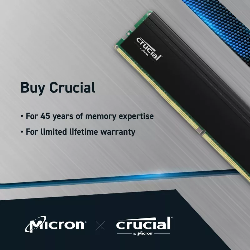 Crucial Pro 32GB DDR4-3200 CL22 UDIMM μνήμη RAM για desktop (CP32G4DFRA32A)