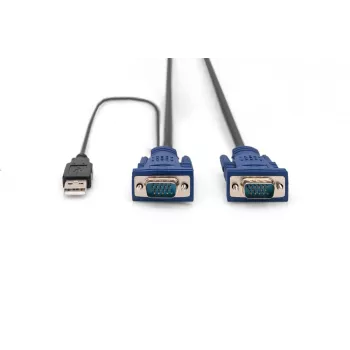 DIGITUS Σετ καλωδίων KVM, VGA, ποντίκι PS/2, πληκτρολόγιο PS/2, USB HD DB15/M, 2xMiniDIN6/M, USB Type-A/M – HD DB15/M μαύρο, 1,8 m