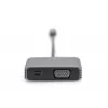 DIGITUS Προσαρμογέας USB-C - mini DP + VGA, 20 cm 4K/30Hz, Ασημί, θήκη αλουμινίου