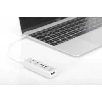 DIGITUS USB 2.0 Type C HUB με αναγνώστη καρτών 3x USB 2.0. 1x SD, 1x MicroSD Θήκη αλουμινίου
