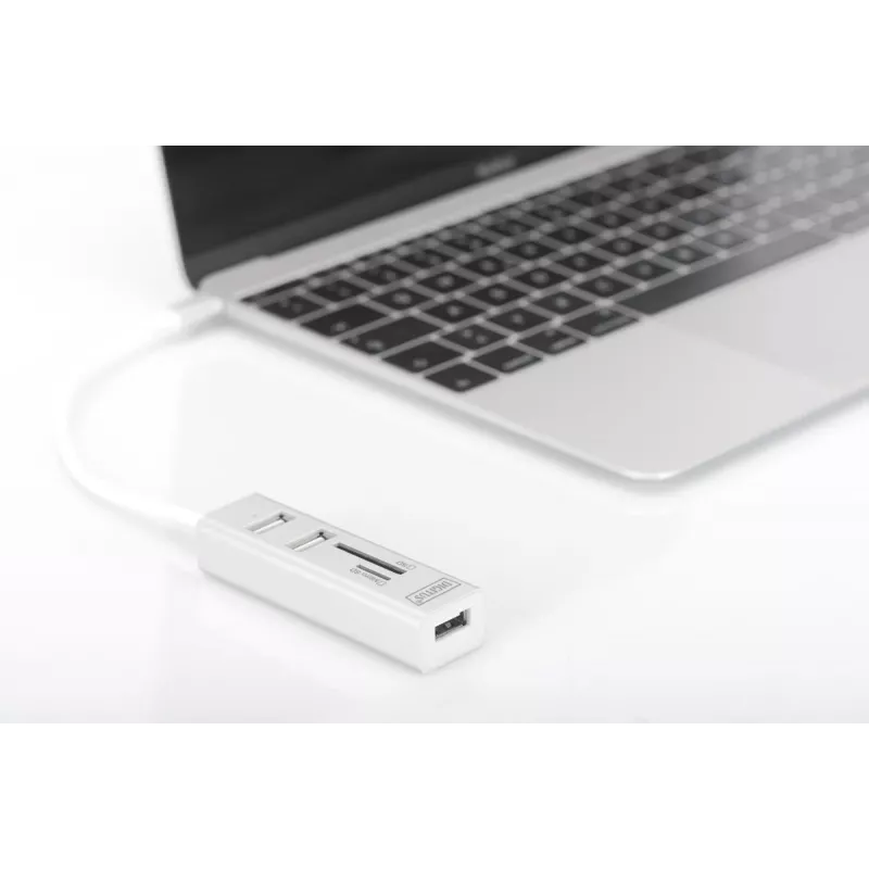 DIGITUS USB 2.0 Type C HUB με αναγνώστη καρτών 3x USB 2.0. 1x SD, 1x MicroSD Θήκη αλουμινίου