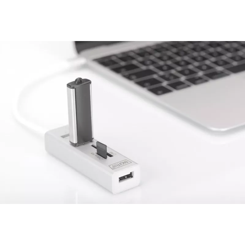 DIGITUS USB 2.0 Type C HUB με αναγνώστη καρτών 3x USB 2.0. 1x SD, 1x MicroSD Θήκη αλουμινίου