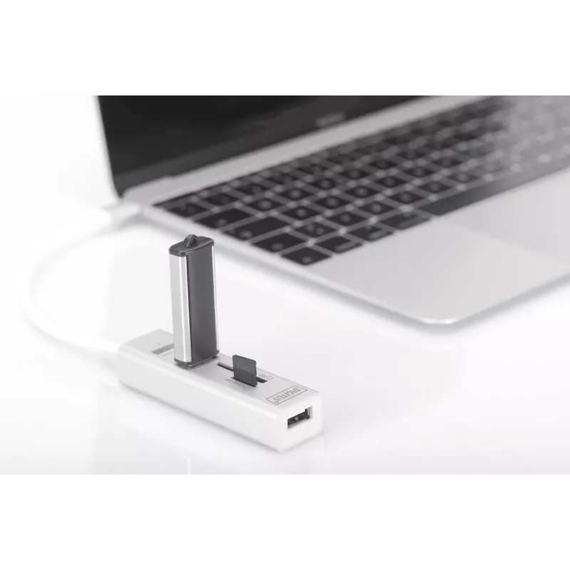 DIGITUS USB 2.0 Type C HUB με αναγνώστη καρτών 3x USB 2.0. 1x SD, 1x MicroSD Θήκη αλουμινίου
