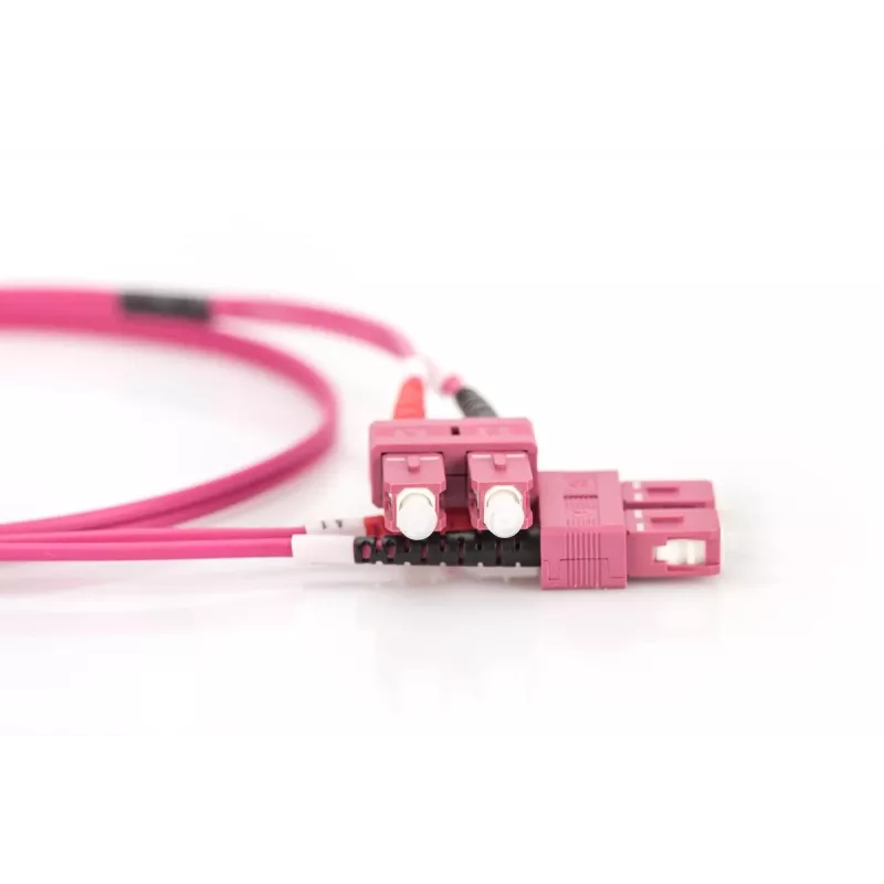 DIGITUS καλώδιο patch οπτικών ινών, SC σε SC Multimode OM4 - 50/125 µ, Duplex, χρώμα RAL4003 μήκος 2 m