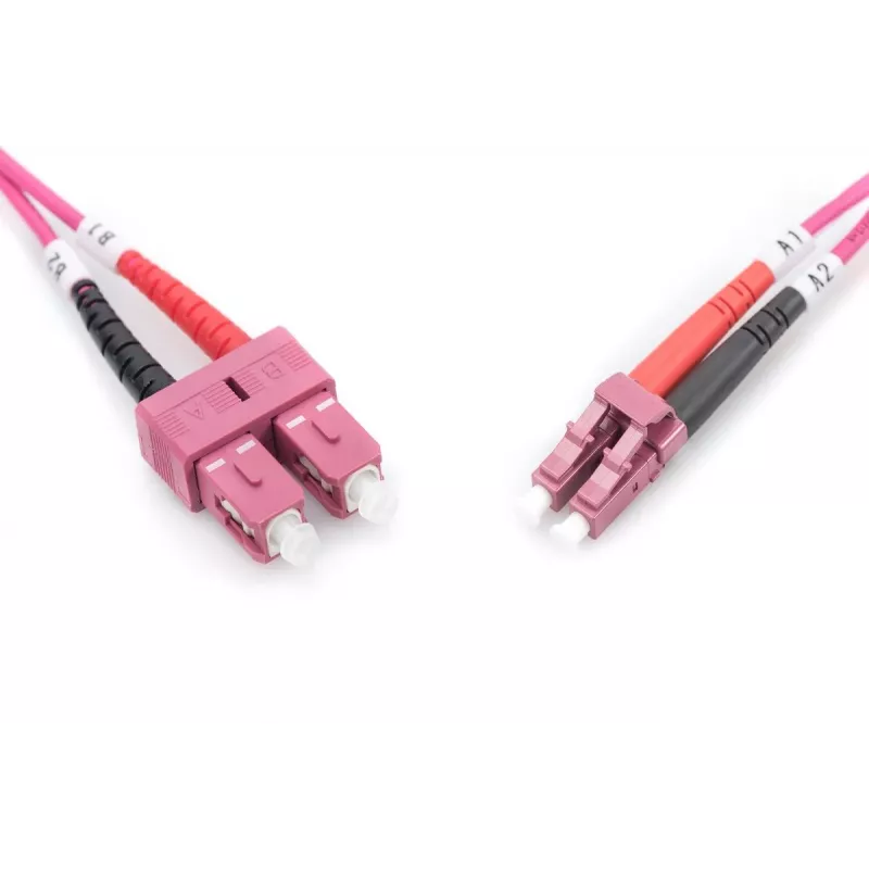 DIGITUS καλώδιο patch οπτικών ινών, LC σε SC Multimode OM4 - 50/125 µ, Duplex, χρώμα RAL4003, μήκος 2 m