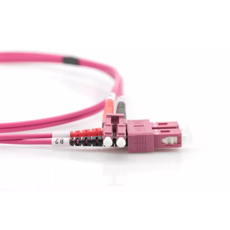 DIGITUS καλώδιο patch οπτικών ινών, LC σε SC Multimode OM4 - 50/125 µ, Duplex, χρώμα RAL4003, μήκος 2 m