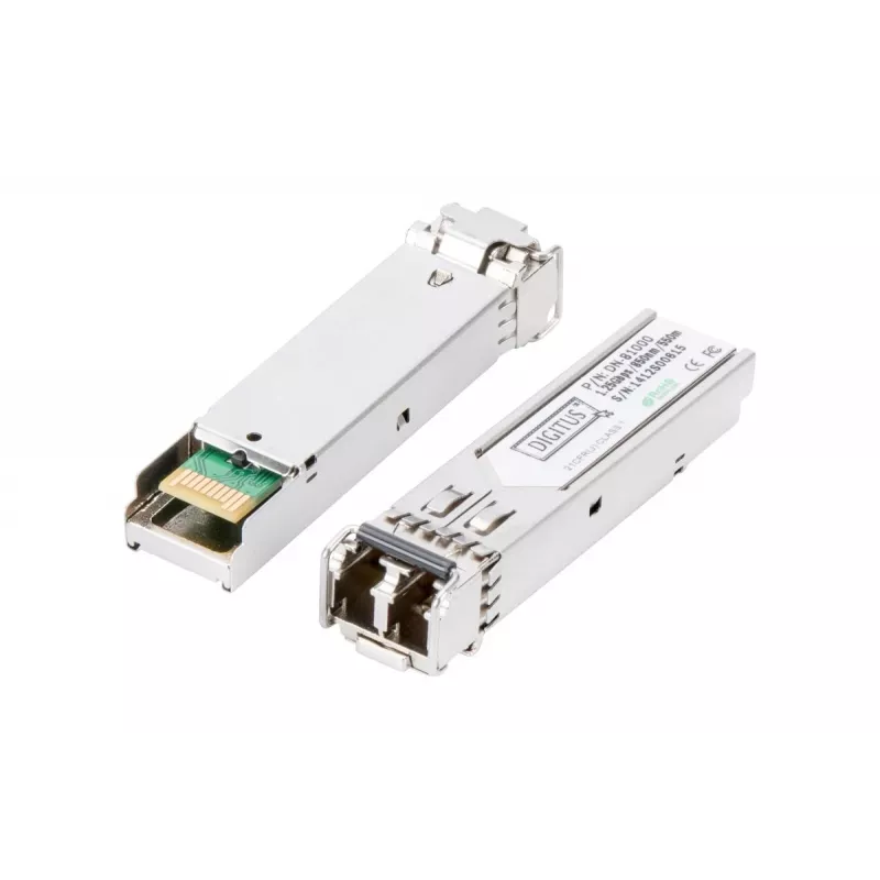 DIGITUS 1,25 Gbit/s Μονάδα SFP, Έως 550 m Multimode, LC-Duplex αρσενικό βύσμα 1000Base-SX, 850 nm