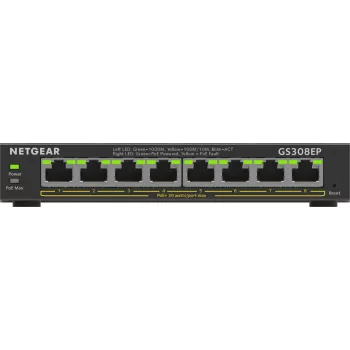 NETGEAR 8-Port Gigabit Ethernet PoE+ Plus Switch (GS308EP) Managed L2/L3 Gigabit Ethernet (10/100/1000) Power over Ethernet (PoE) μαύρο