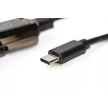 DIGITUS Μετατροπέας USB Type-C 2.0 σε Σειριακό, DSUB 9M Καλώδιο 1m