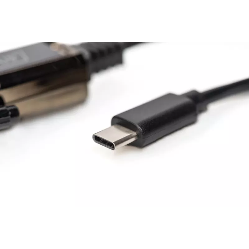 DIGITUS Μετατροπέας USB Type-C 2.0 σε Σειριακό, DSUB 9M Καλώδιο 1m