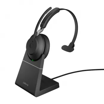Jabra Evolve2 65 USB-A UC Mono με σταθμό φόρτισης - μαύρο, ασύρματο, γραφείο/callcenter, 20 - 20000 Hz, 99,2 g, Headset, μαύρο