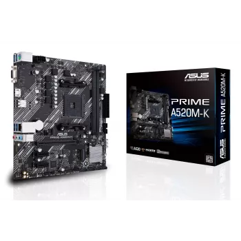Μητρική ASUS PRIME A520M-K, AMD A520 chipset, Socket AM4, micro ATX, 2x DDR4, 64 GB, 1x M.2, 4x SATA III, HDMI 2.1