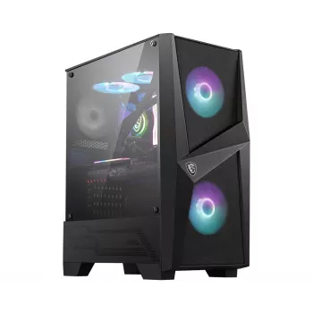 MSI MAG FORGE 100R κουτί gaming Mid Tower, ATX/mATX/Mini-ITX, ψημένο γυαλί, 2 ανεμιστήρες ARGB 120 mm, μαύρο