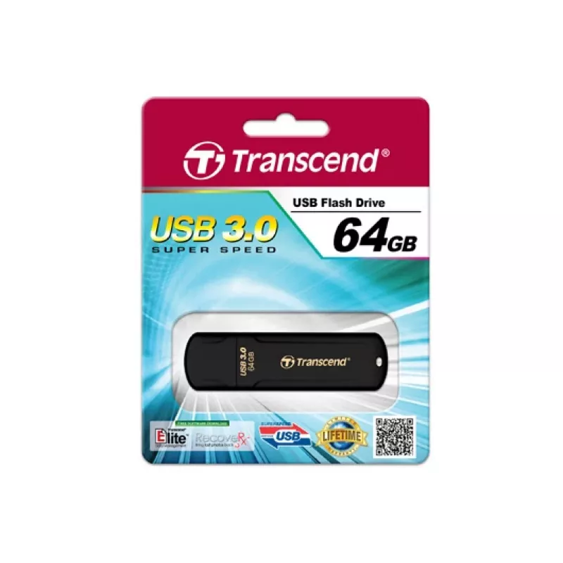 TRANSCEND JetFlash 700 - 64 GB USB Stick - USB 3.0 - Μαύρο