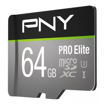 PNY Micro-SD Pro Elite 64 GB Class 10 UHS-I U3 A1 V30 με αντάπτορα SD