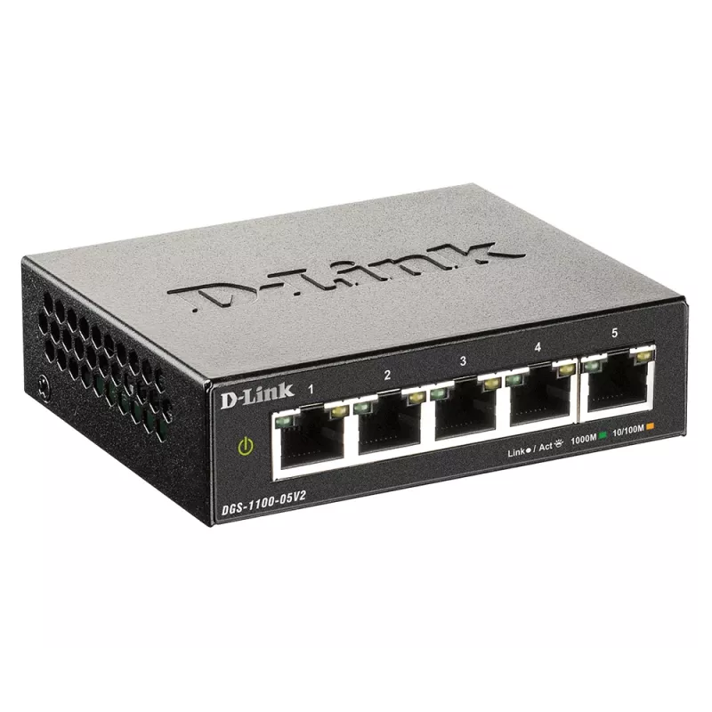 D-Link DGS-1100-05V2/E Διακόπτης δικτύου Managed L2 Gigabit Ethernet (10/100/1000) Μαύρο