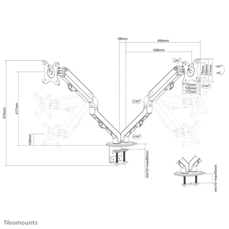 Neomounts FPMA-D650D μαύρη βάση οθόνης 17-27 ίντσες – σπειροειδές ελατήριο