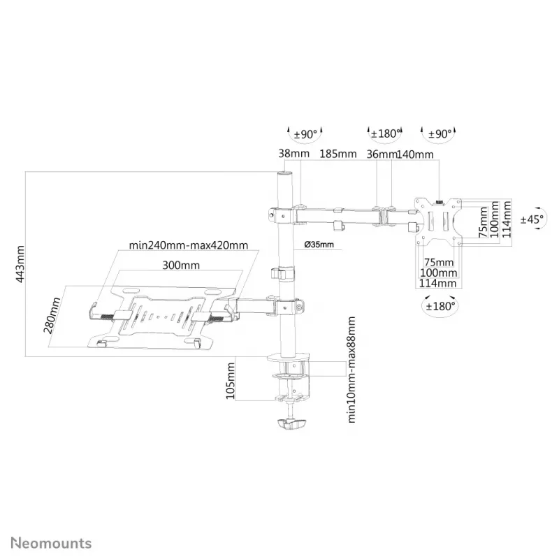 Neomounts FPMA-D550NOTEBOOK βραχίονας οθόνης με βάση laptop 10-32 ίντσες