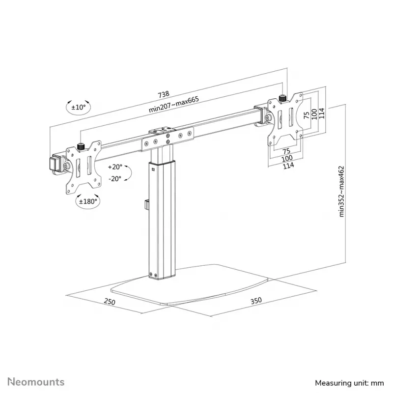 Neomounts FPMA-D865D μαύρη βάση οθόνης 10-27 ίντσες - γόνατο αερίου