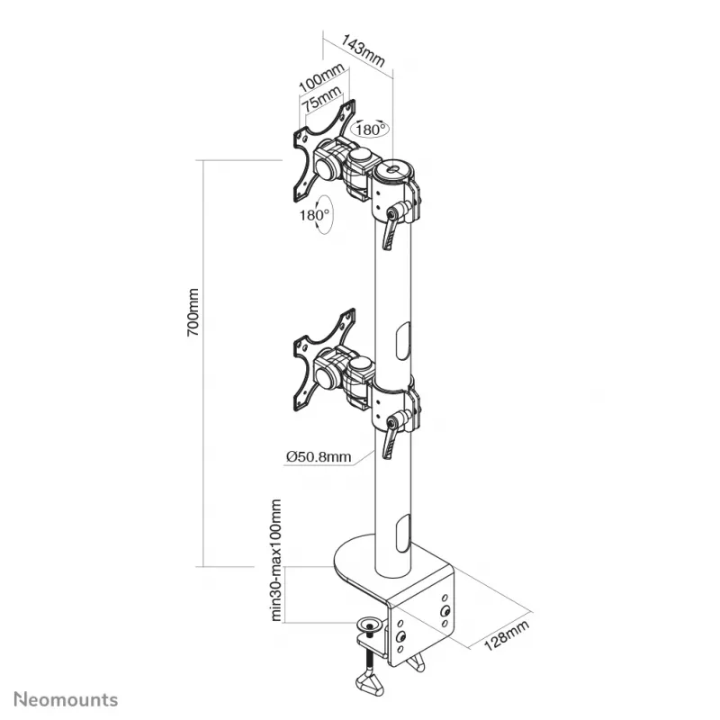 Neomounts FPMA-D960DV μαύρος βραχίονας οθόνης 17-49 ίντσες – κάθετη τοποθέτηση