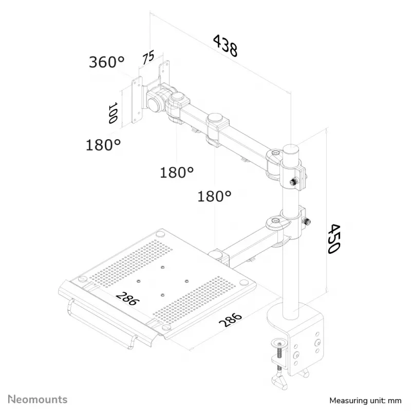 Neomounts FPMA-D960NOTEBOOK βάση οθόνης με βάση φορητού υπολογιστή 10-27 ίντσες