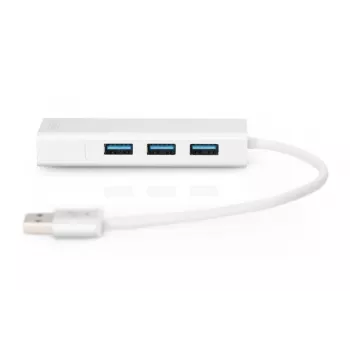 DIGITUS USB 3.0, hub 3 θυρών & προσαρμογέας Gigabit-LAN 3xUSB A/F, 1xUSB A/M, 1xRJ45 LAN Υποστηρίζει Windows και Mac OS