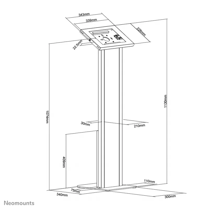 Neomounts FL15-750WH1 Βάση δαπέδου tablet 9,7–11 inch - κλειδωνόμενη