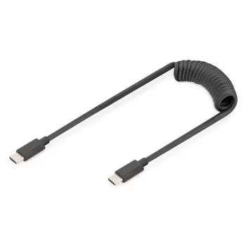 DIGITUS καλώδιο USB - Type-C σε USB - Type-C σπιράλ, TPU USB 2.0, PD60W Max; 1m