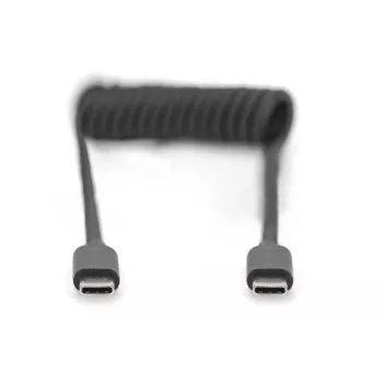 DIGITUS καλώδιο USB - Type-C σε USB - Type-C σπιράλ, TPU USB 2.0, PD60W Max; 1m