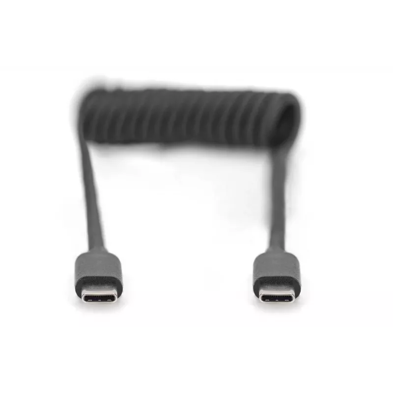 DIGITUS καλώδιο USB - Type-C σε USB - Type-C σπιράλ, TPU USB 2.0, PD60W Max; 1m