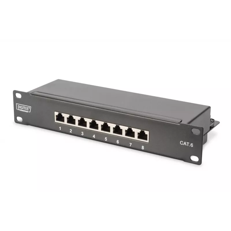 DIGITUS Πακέτο δικτύου 10in – Ερμάριο 6U, γκρι ράφι, PDU, Switch 8 θυρών, Patch panel CAT6