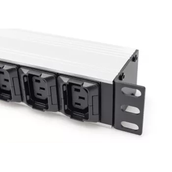 DIGITUS 1U Αλουμινένιο PDU για τοποθέτηση σε rack 8x C13 2x C19 16A 230VAC 50/60Hz Βύσμα IEC C20